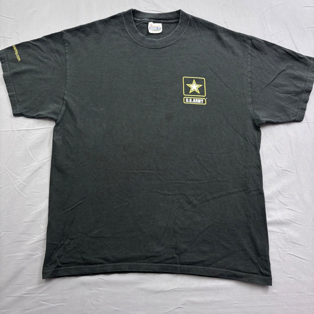 Vtg Hanes US Army Graphic T-Shirt Men Large Black Short Sleeve Military Logo Tee